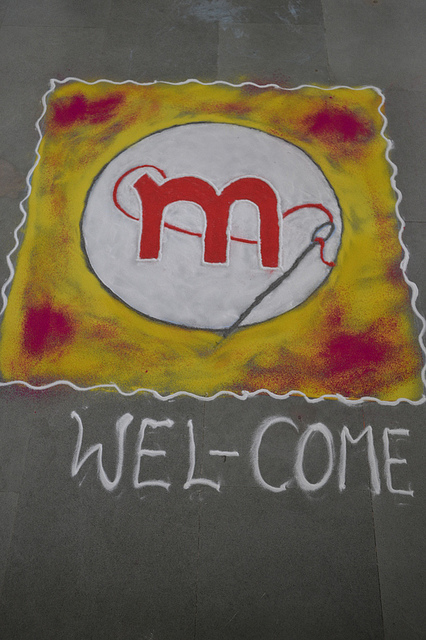 Rangoli made by girls for the Welcome of Webmaking @DICER